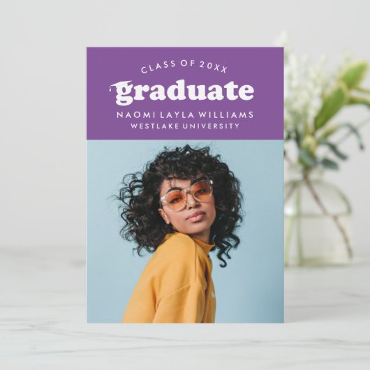 GEDURFDE MODERNE RETRO AFSTUDEREN | UITNODIGING VO (Staand voorkant)