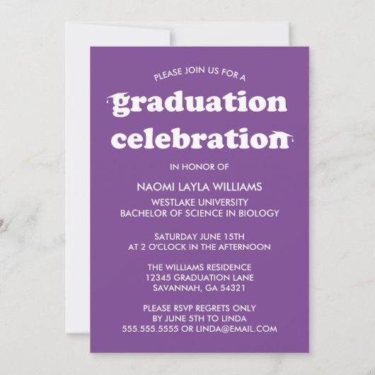 GEDURFDE MODERNE RETRO AFSTUDEREN | UITNODIGING VO (Achterkant)