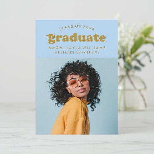 GEDURFDE MODERNE RETRO AFSTUDEREN | UITNODIGING VO (Staand voorkant)