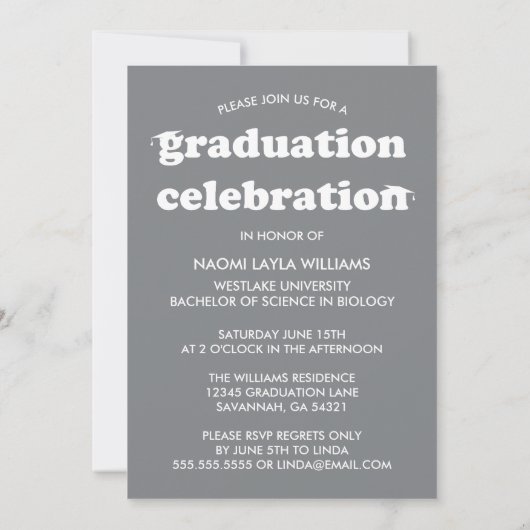 GEDURFDE MODERNE RETRO AFSTUDEREN | UITNODIGING VO (Achterkant)