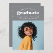 GEDURFDE MODERNE RETRO AFSTUDEREN | UITNODIGING VO (Voorkant / Achterkant)