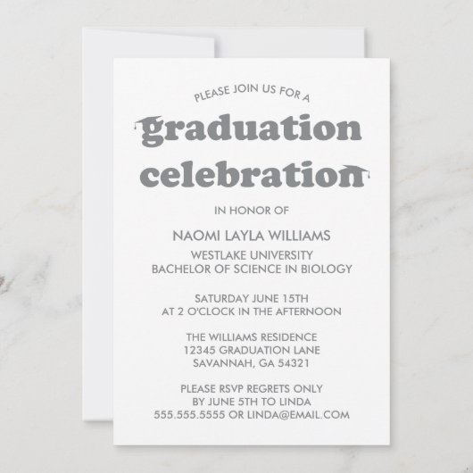 GEDURFDE MODERNE RETRO AFSTUDEREN | UITNODIGING VO (Achterkant)