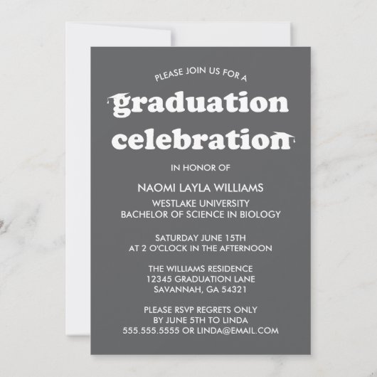 GEDURFDE MODERNE RETRO AFSTUDEREN | UITNODIGING VO (Achterkant)