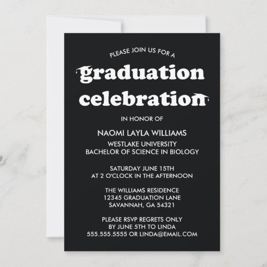 GEDURFDE MODERNE RETRO AFSTUDEREN | UITNODIGING VO (Achterkant)