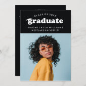 GEDURFDE MODERNE RETRO AFSTUDEREN | UITNODIGING VO (Voorkant / Achterkant)