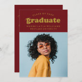 GEDURFDE MODERNE RETRO AFSTUDEREN | UITNODIGING VO (Voorkant / Achterkant)