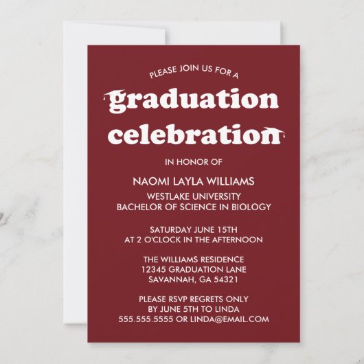 GEDURFDE MODERNE RETRO AFSTUDEREN | UITNODIGING VO (Achterkant)