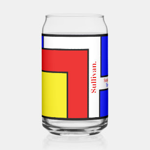 Gedurfde Mondriaan geïnspireerde retro geometrisch Blikvorm Glas
