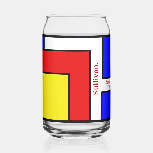 Gedurfde Mondriaan geïnspireerde retro geometrisch Blikvorm Glas (Voorkant)