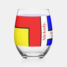 Gedurfde Mondriaan geïnspireerde retro geometrisch Wijnglas Zonder Voet
