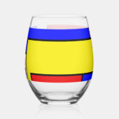 Gedurfde Mondriaan geïnspireerde retro geometrisch Wijnglas Zonder Voet (Achterkant)