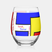 Gedurfde Mondriaan geïnspireerde retro geometrisch Wijnglas Zonder Voet (Links)