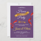 Gedurfde paarse en gouden housewarming Party Invit Kaart (Voorkant)