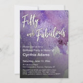 Gedurfde Paarse Waterverf Glitter Vijftig en Fabul Kaart (Voorkant)