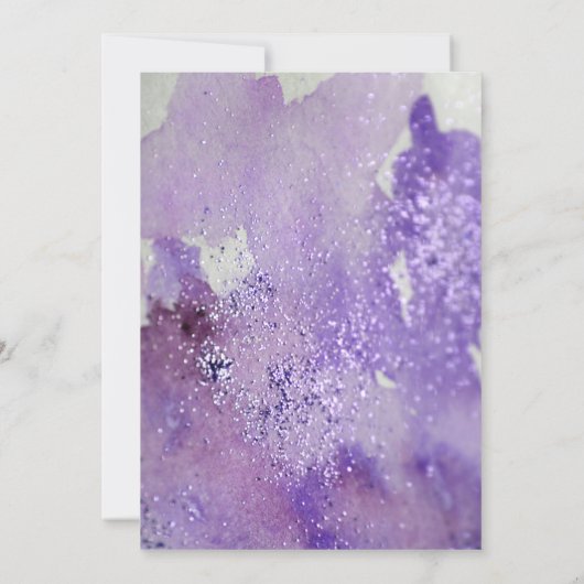 Gedurfde Paarse Waterverf Glitter Vijftig en Fabul Kaart (Achterkant)