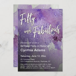 Gedurfde Paarse Waterverf Glitter Vijftig en Fabul Kaart