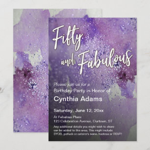 Gedurfde Paarse Waterverf Glitter Vijftig en Fabul Kaart