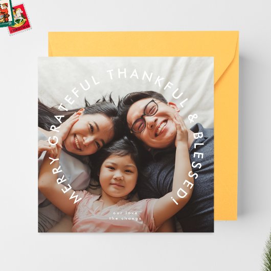 GEDURFDE RELIGIEUZE VROLIJKHEID DANKBAAR EN GEZEGE FEESTDAGENKAART