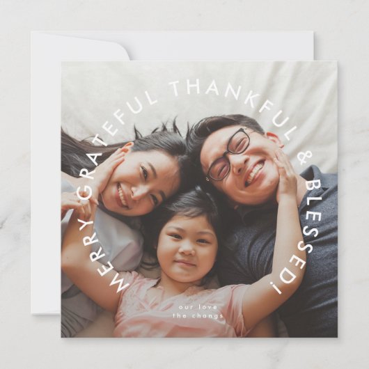 GEDURFDE RELIGIEUZE VROLIJKHEID DANKBAAR EN GEZEGE FEESTDAGENKAART (Voorkant)