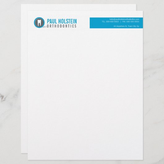 GEDURFDE TANDARTS BRIEFHOOFD:: Modern Tooth logo b Briefhoofd Sjabloon (Voorkant / Achterkant)