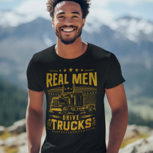 Gedurfde truckrijcultuur in goud t-shirt