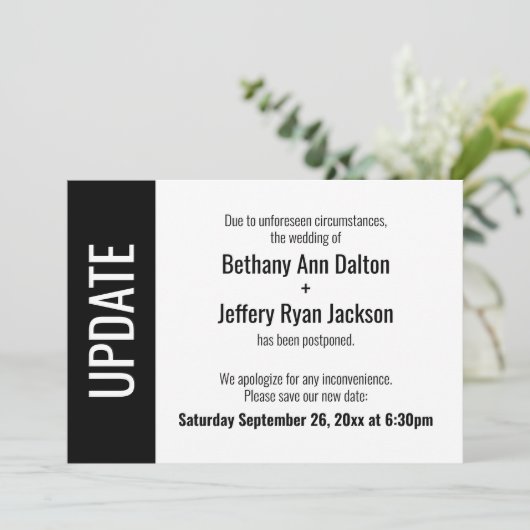 Gedurfde update Uitgestelde bruiloft aankondiging (Staand voorkant)