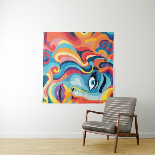 Gedurfde vrouw Levendige werveling van emoties Wandkleed (In Situ (horizontaal))