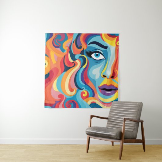 Gedurfde vrouw Levendige werveling van emoties Wandkleed (In situ)