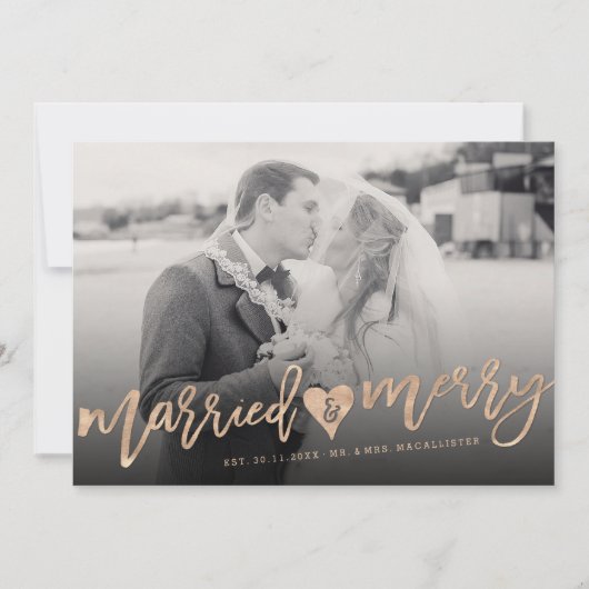 Gedwongen en grove penseelfoto Moderne bruiloft Feestdagenkaart (Voorkant)