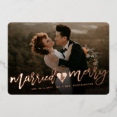 Gedwongen en grove penseelfoto Moderne bruiloft Folie Feestdagenkaart (Voorkant)