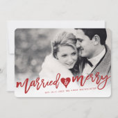 Gedwongen en Merry Red Brush Script Weduwschap met Feestdagenkaart (Voorkant)