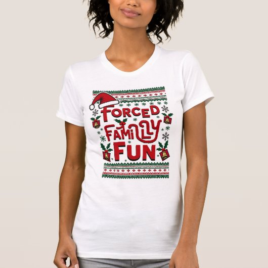 Gedwongen familie met Sarcastisch Adult Funny Kers T-shirt (Voorkant)
