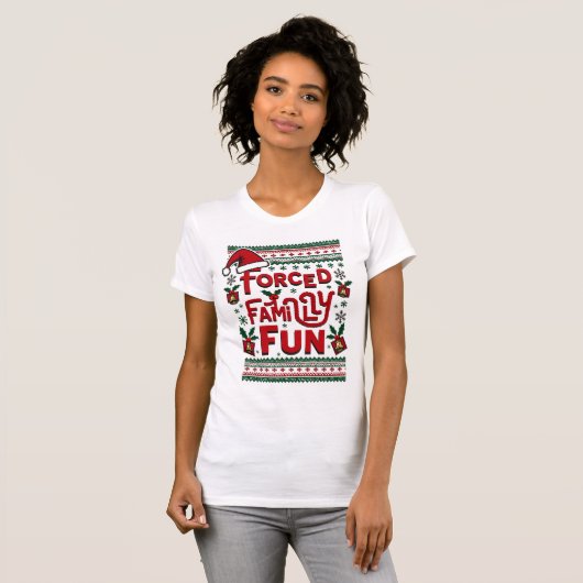 Gedwongen familie met Sarcastisch Adult Funny Kers T-shirt (Voorkant volledig)