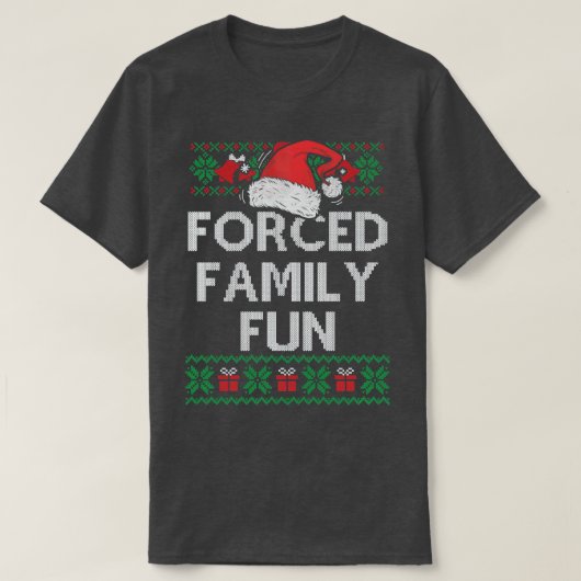 Gedwongen familie met Sarcastisch Adult Funny Kers T-shirt (Design voorkant)