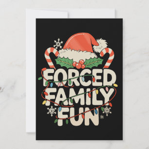 Gedwongen Familie Pret Kerst Santa Hoed Xmas Vakan Feestdagenkaart