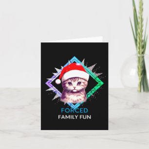 Gedwongen Familie Pret Kerstkat Kaart
