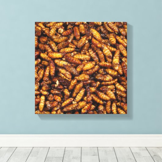 Gedwongen zijderupsen ... Thai Street Food Canvas Afdruk (Insitu (Houten vloer))