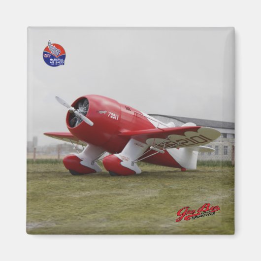 Gee Bee Super Sportster R-2 2 Inch Square Magnet (Voorkant)