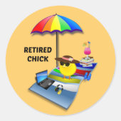 Gee Chick, schattig en kleurrijk. Ronde Sticker (Voorkant)