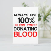 Geef 100% tenzij je bloed doneert bedankkaart (Staand voorkant)
