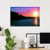 Geef al je zorgen en geef om God Poster (Thuiskantoor)