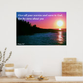 Geef al je zorgen en geef om God Poster (Keuken)