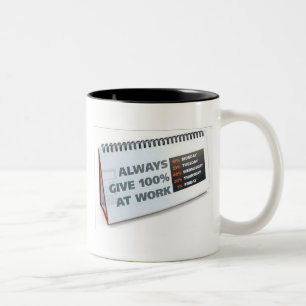 Geef altijd 100% op het werk tweekleurige koffiemok