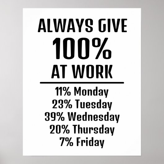 Geef altijd grappig sarcastisch werk Humor Poster (Voorkant)