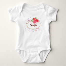 Geef baby girl een persoonlijk tintje, glitter roo romper