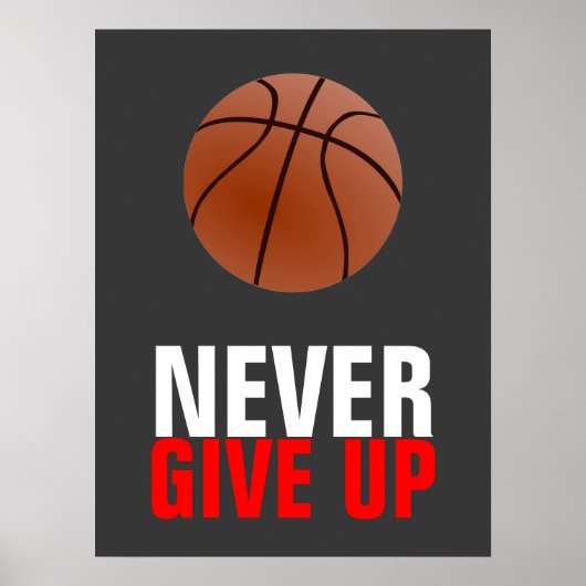 Geef basketbal nooit Motivatie op Poster (Voorkant)