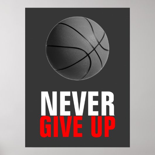 Geef basketbal nooit Motivatie op Poster (Voorkant)