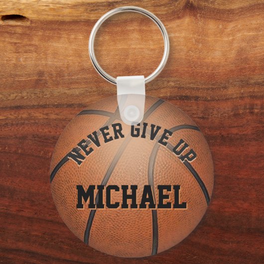 Geef Basketball Sleutelhanger nooit op (Voorkant)