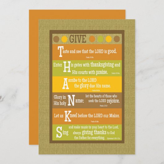 Geef BEDANKT 2-zijdig de Kaart van de Thanksgiving (Voorkant / Achterkant)