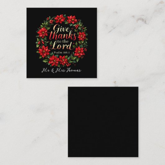 Geef Bedankt aan de Heer Omhels Dankbaarheid en Ge Vierkante Visitekaartje (Voorkant / Achterkant)